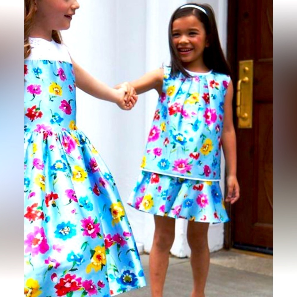 OSCAR DE LA RENTA Girls Silk & Cotton Floral Dress NWT